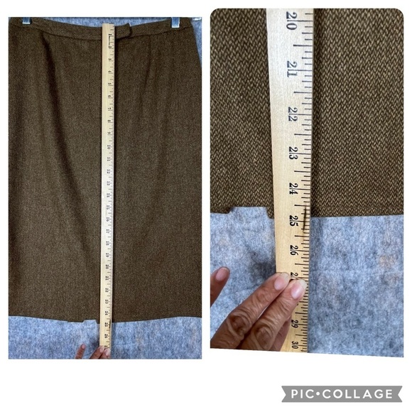 Lauren Ralph Lauren 100% Lambswool Brown Tweed Old Money Pencil Skirt - NWT 12P - Picture 13 of 13